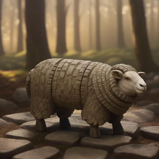 Rustic Stone Sheep Pen Model in Macro Photography