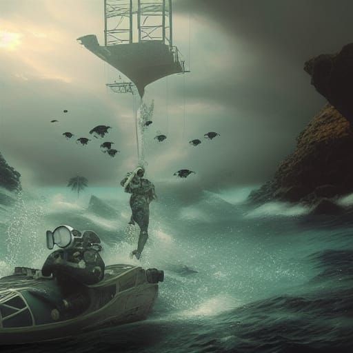 Epic Scuba Diver in Dramatic Digital Painting