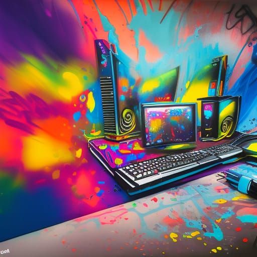 Colorful Graffiti Art of Computers