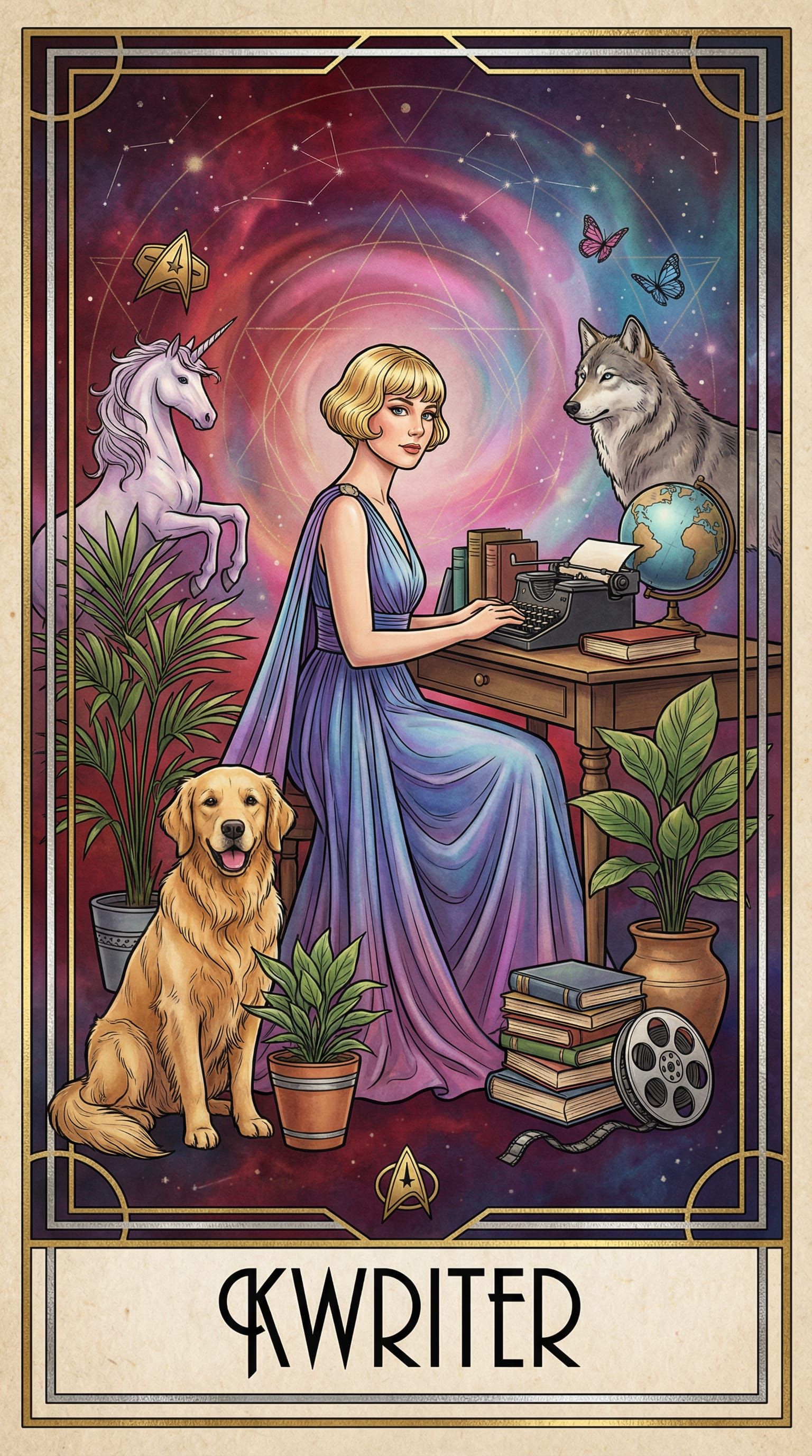 KWriter Tarot Card in Art Deco Style