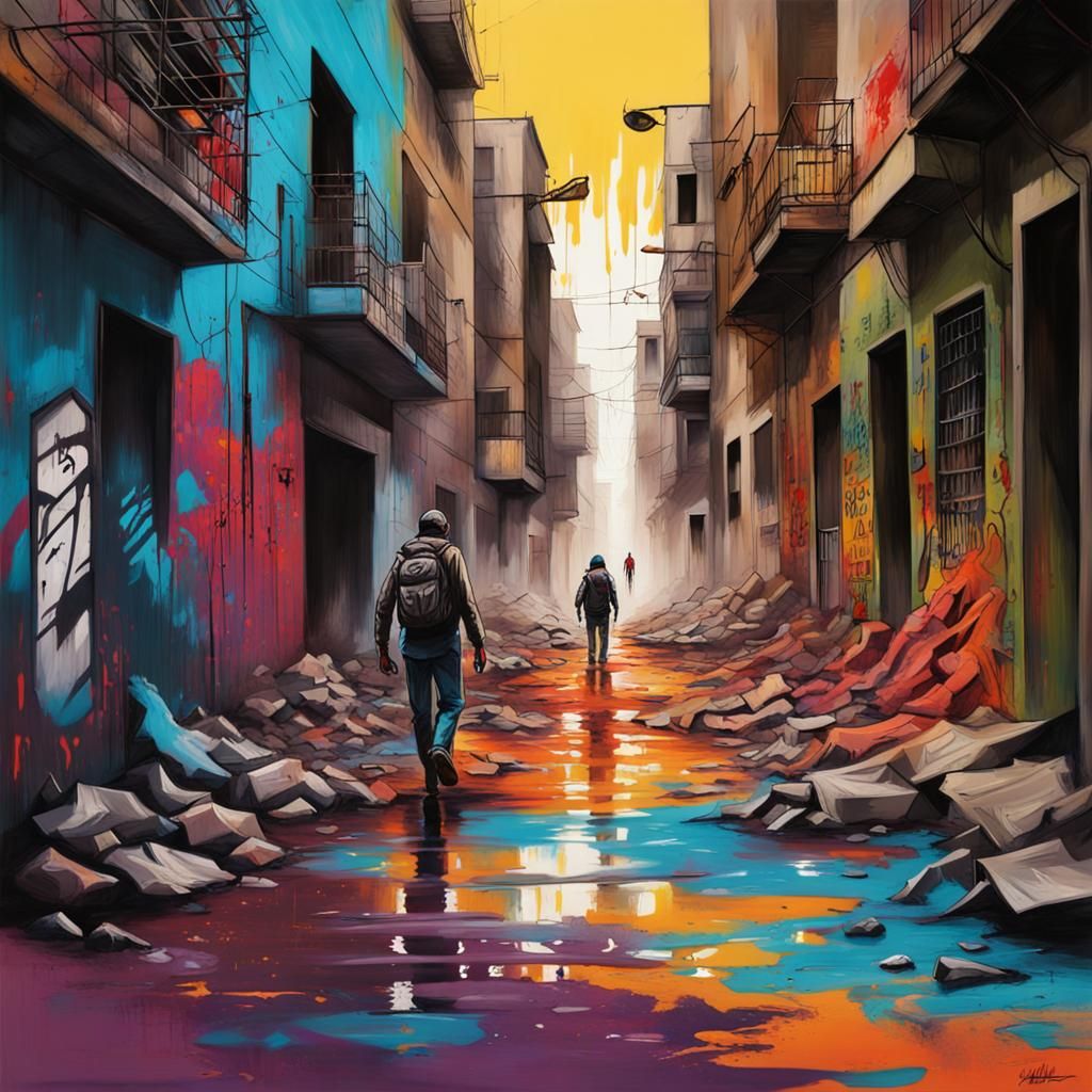 Palestine War Landscape in Graffiti Art