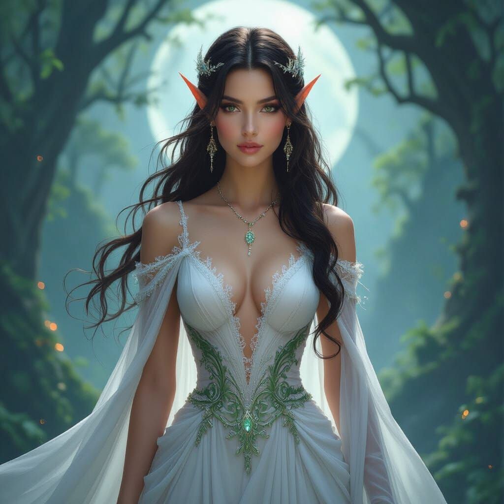 Ethereal Elf Woman Radiating Power and Grace