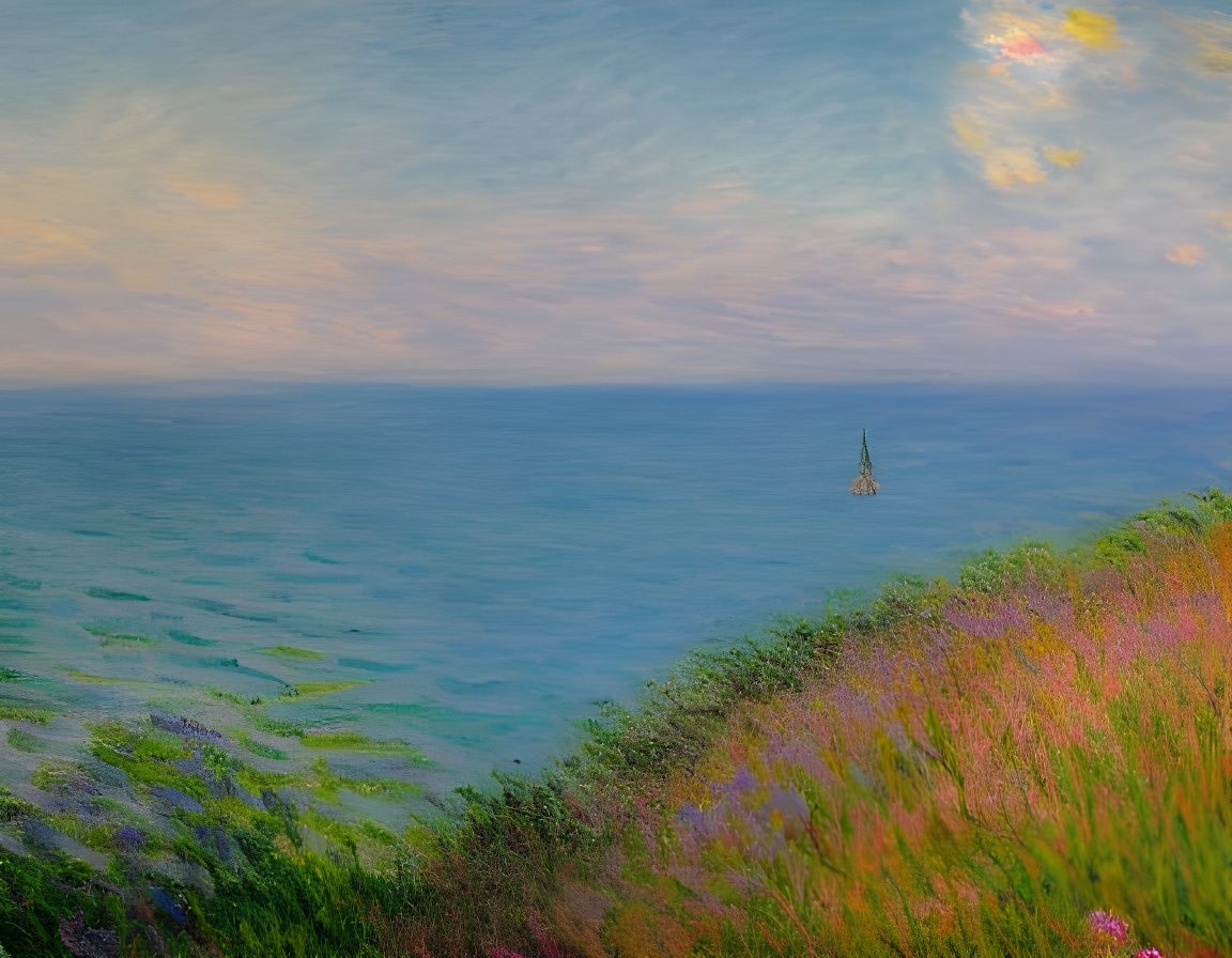 Coastal Impressionism: Ocean View from a Cliffside