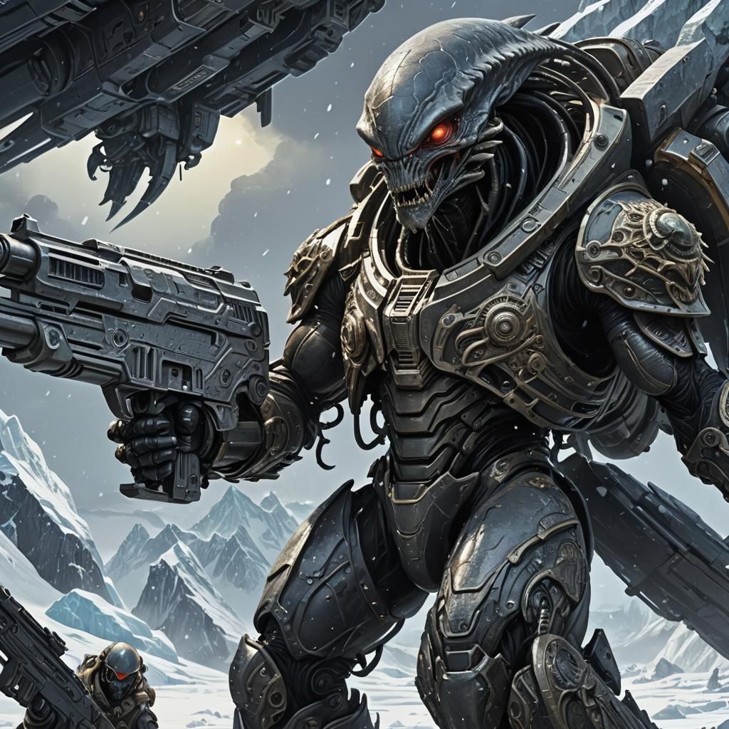 Alien Invasion in Antarctica: Dark Fantasy Concept Art