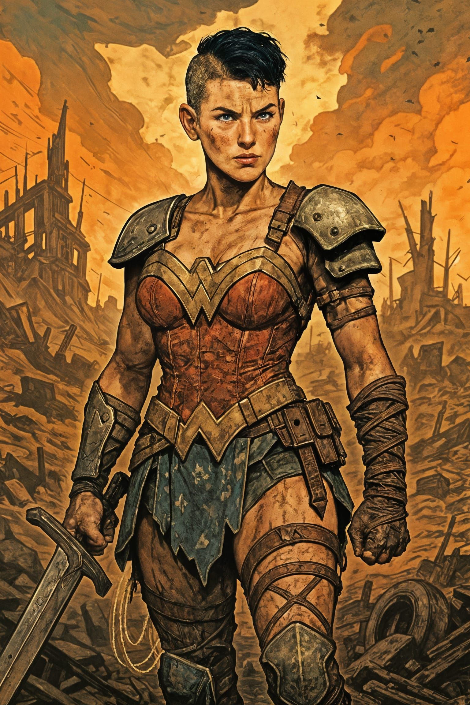 Wonder Woman in a Post-Apocalyptic Wasteland, in Comic Book ...