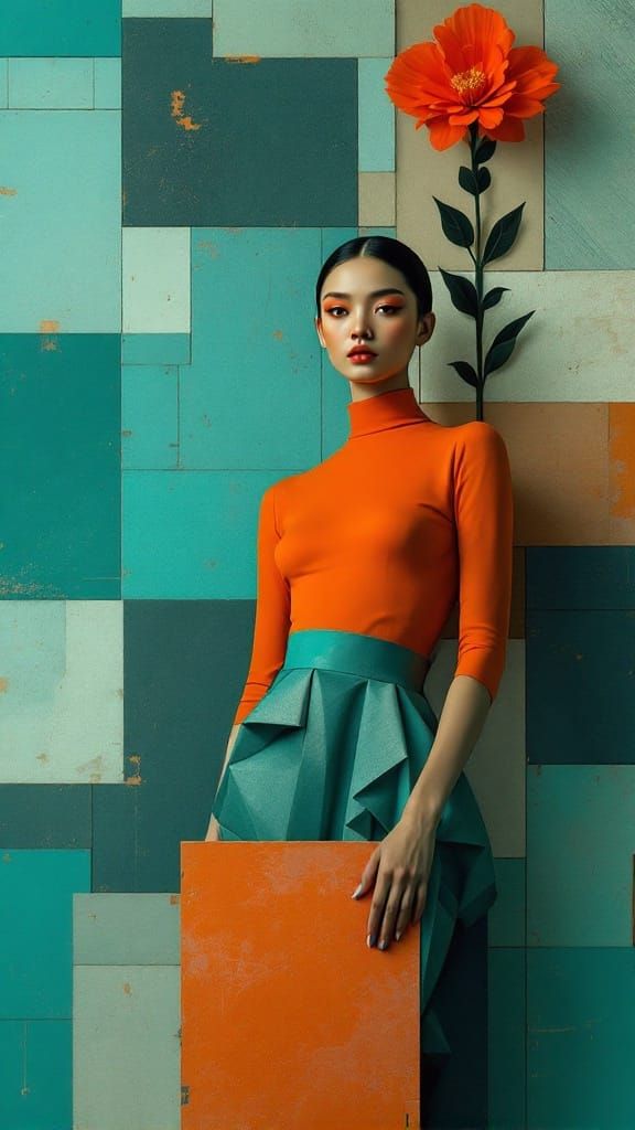 Surrealist Figure Emerges from Geometric Dreamscapes