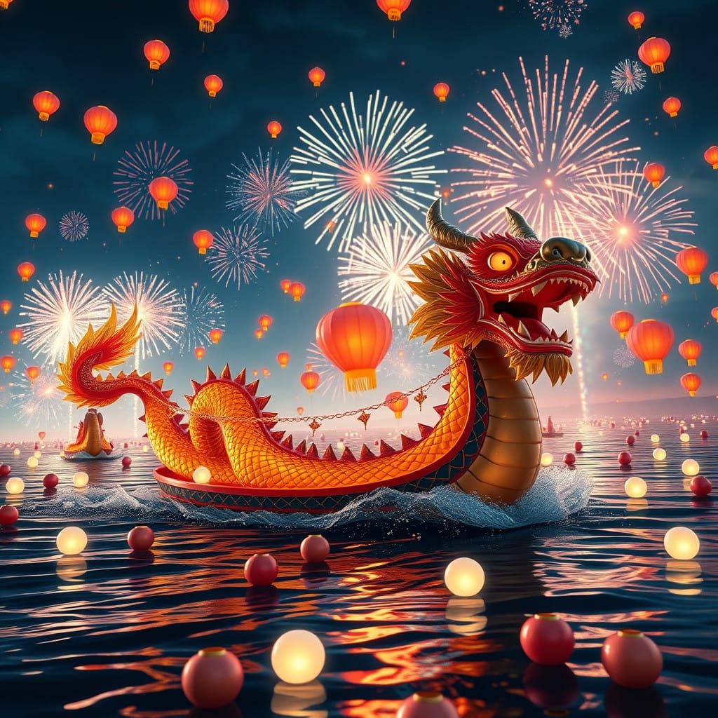 Fantastical Chinese New Year Dragon Boat Celebration