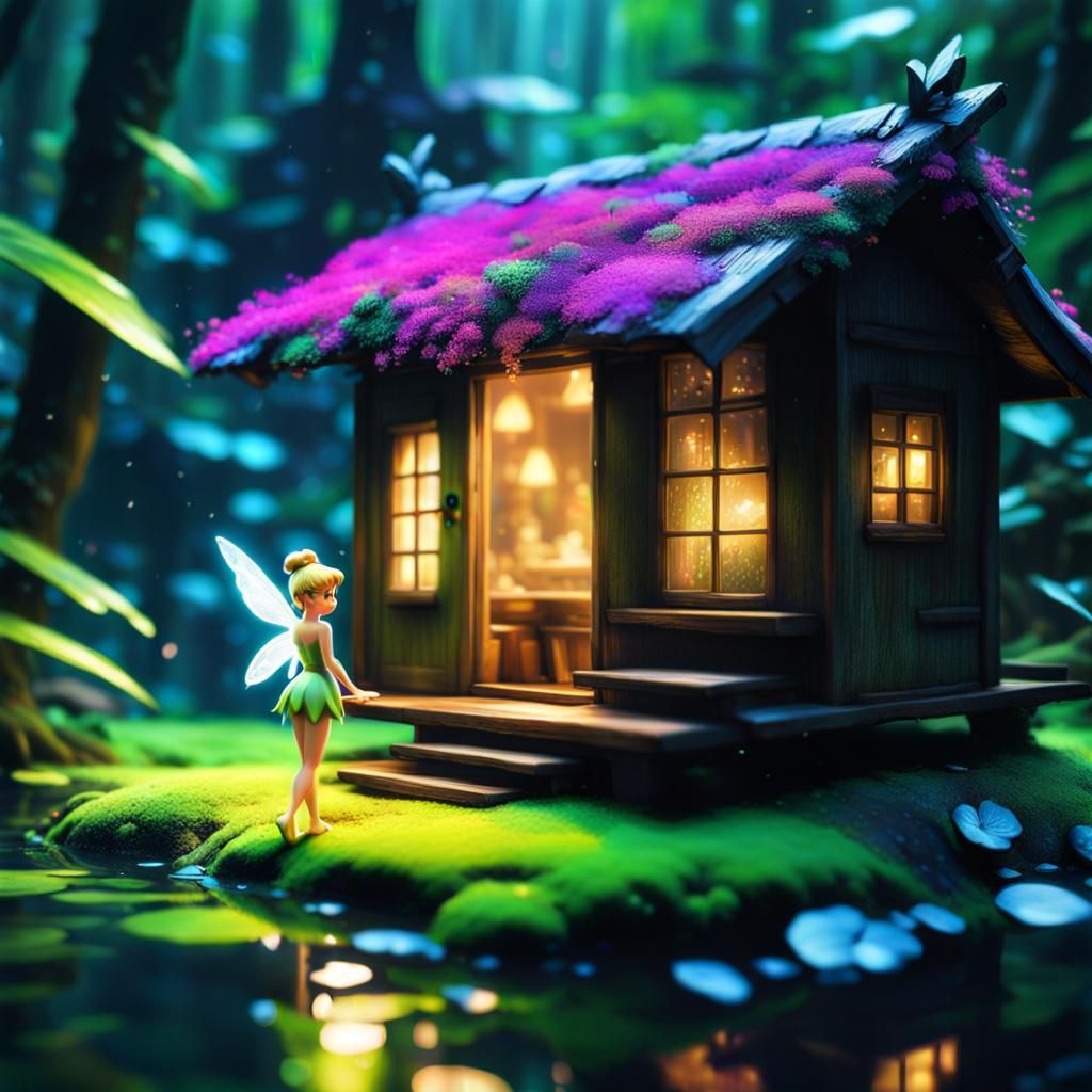 Expressionist Tinkerbell at Tiny Hut, Dramatic Lighting