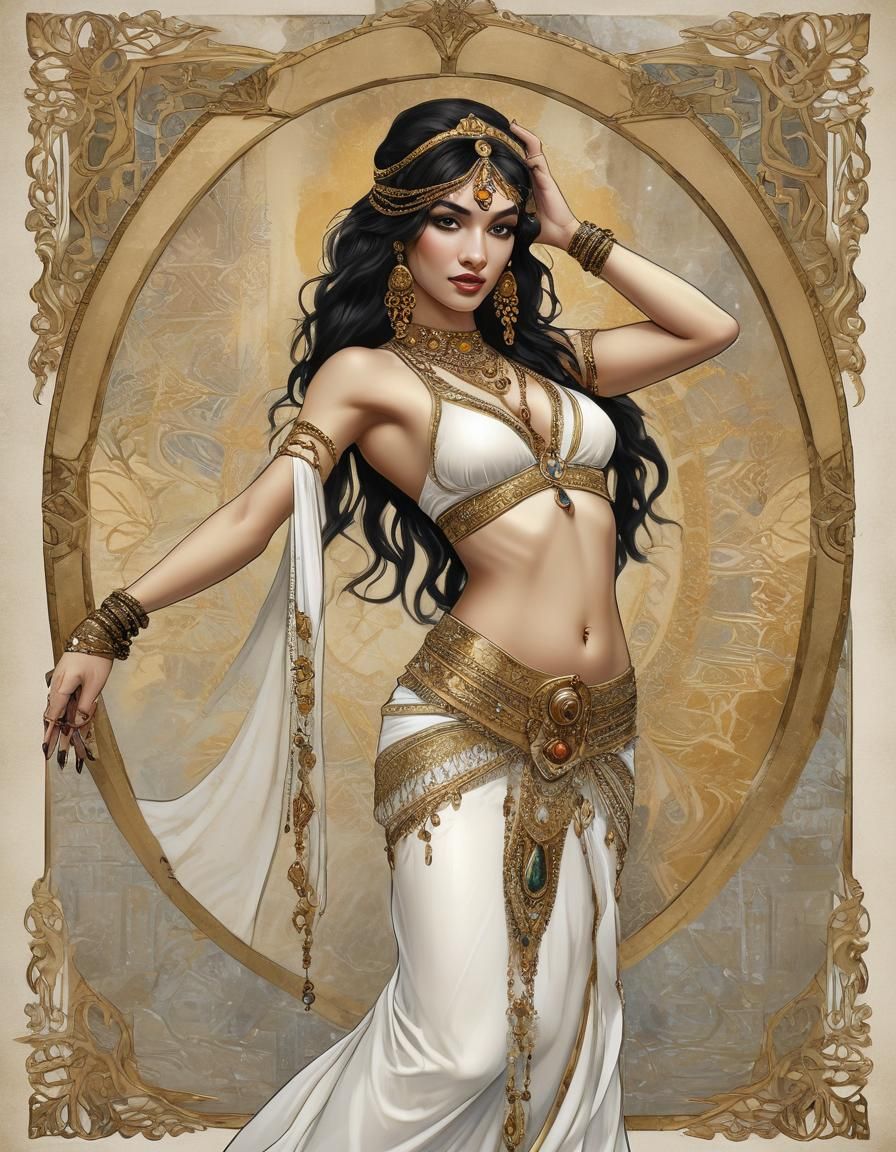 Vintage Tarot Card Art: Belly Dancer