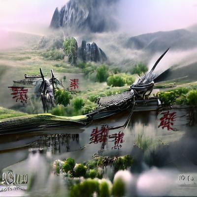 Detailed Matte Painting of Wuxia Scene