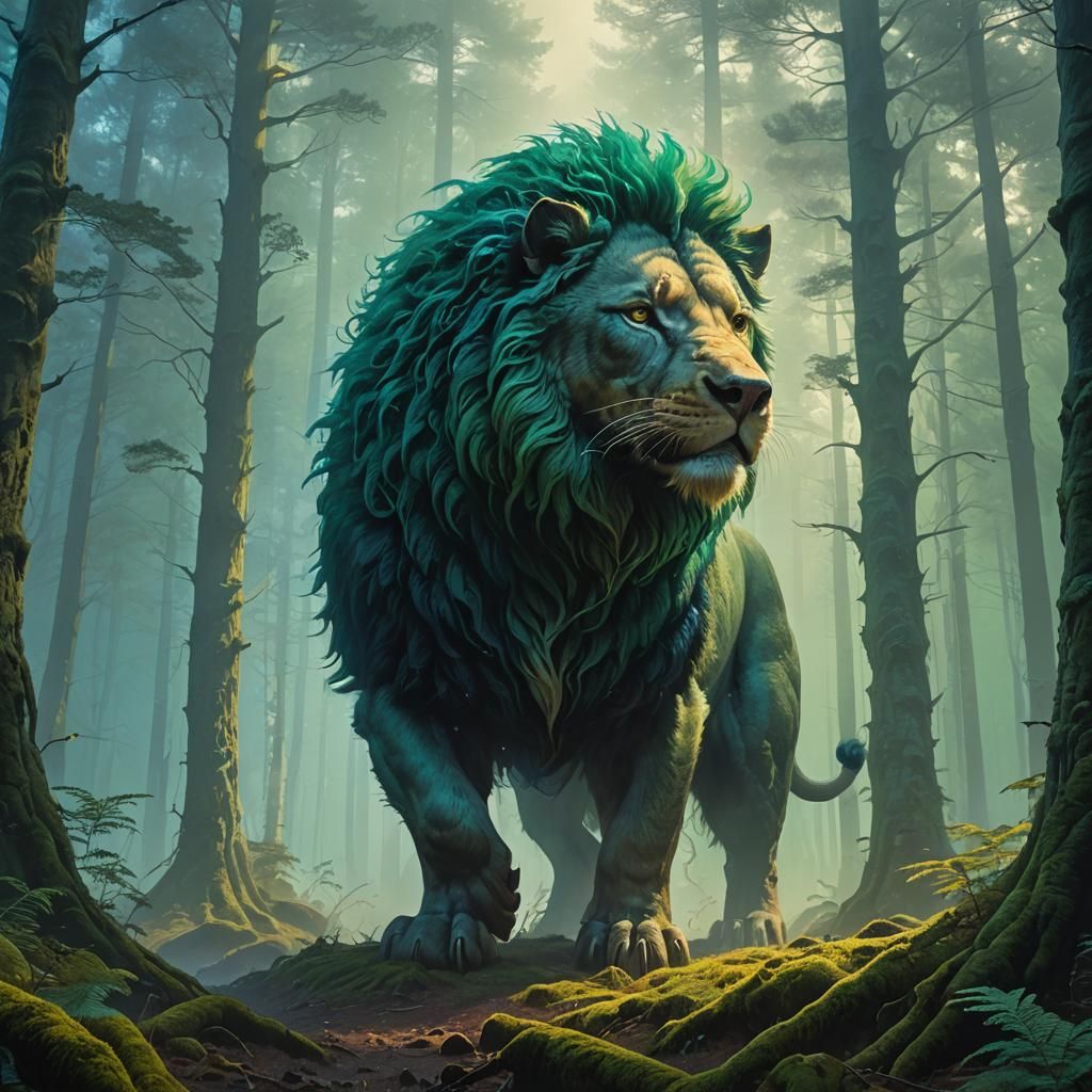 Majestic Half-Pig, Half-Lion Creature in German Forest