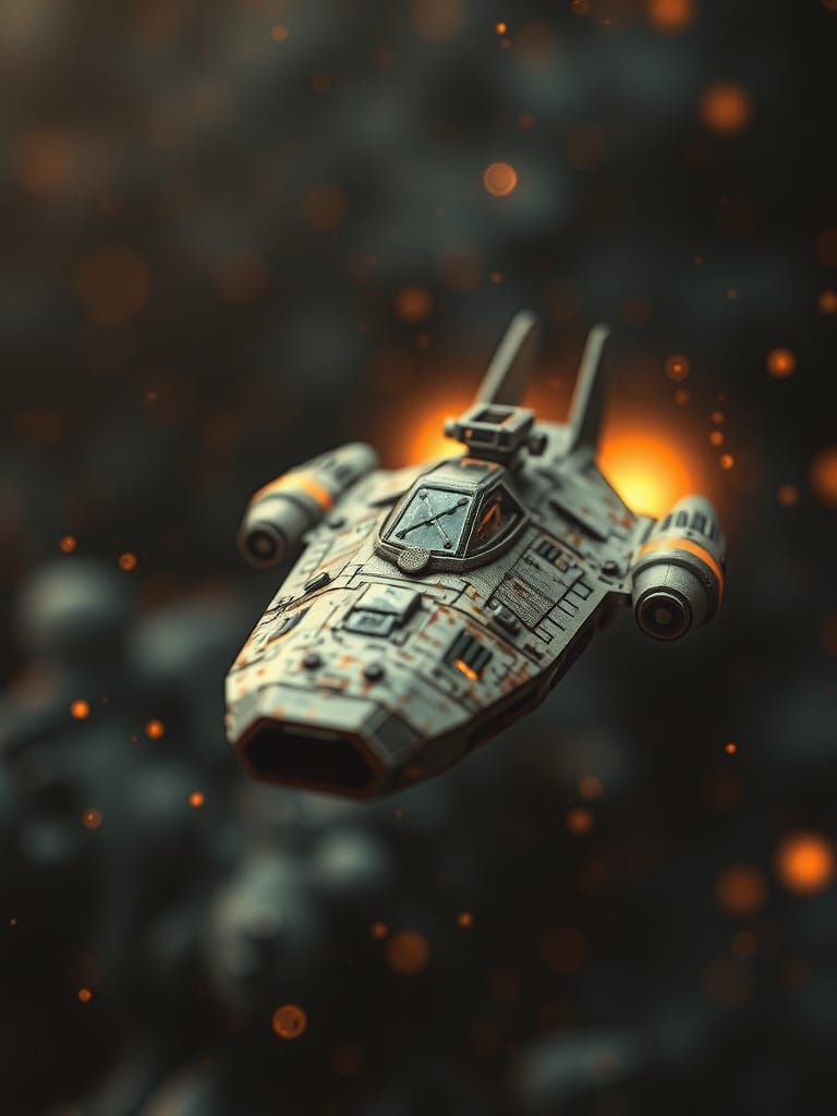 Elegant Spaceship Soaring Through Deep Space