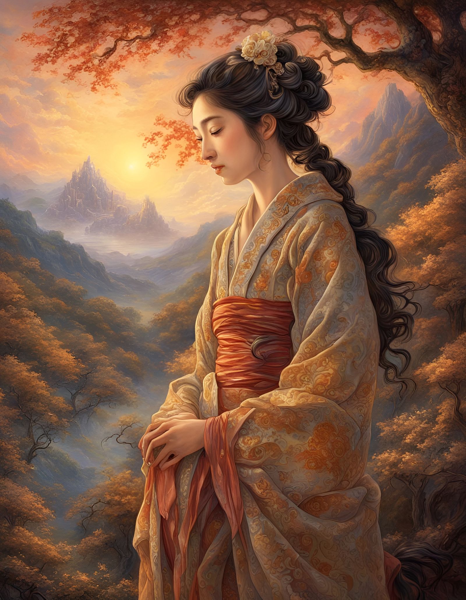 Ukiyo-e Woman with Enigmatic Smile