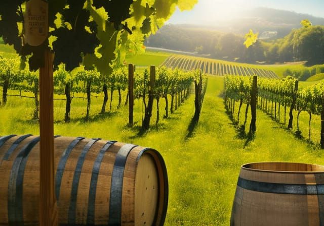 Vineyard Harvest: Impressionistic Sunlight and Shadows