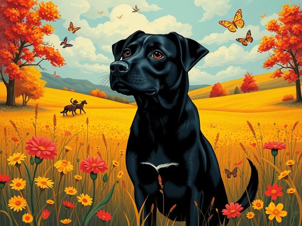 Pop Art Deco Autumn Meadow Scene