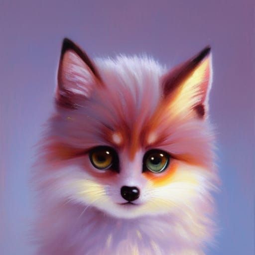 Charming Chibi Fox in Vintage Oil Painting Style