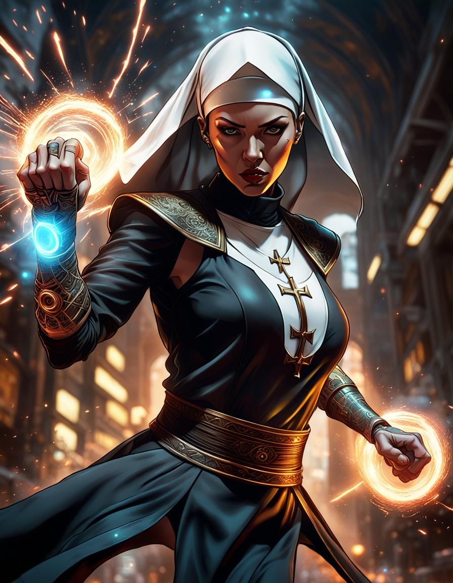Beauty Female Nun with Force