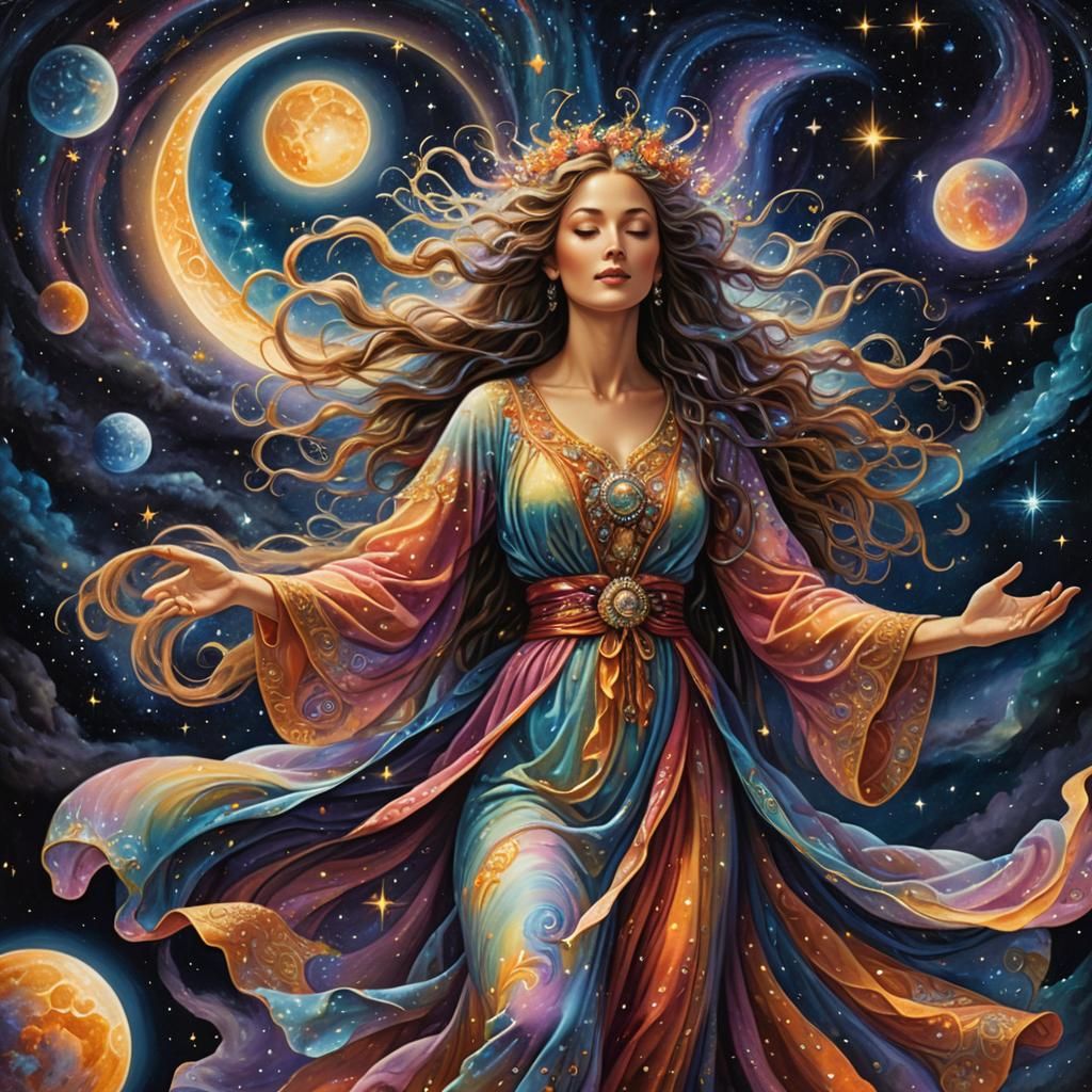 Celestial Dancer in Starry Night Sky