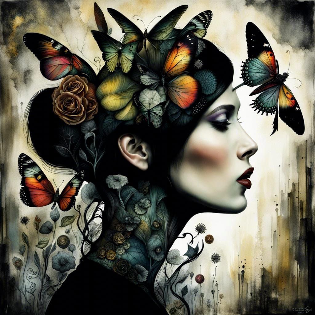 Surreal Nightmare Mindscape in Double Exposure