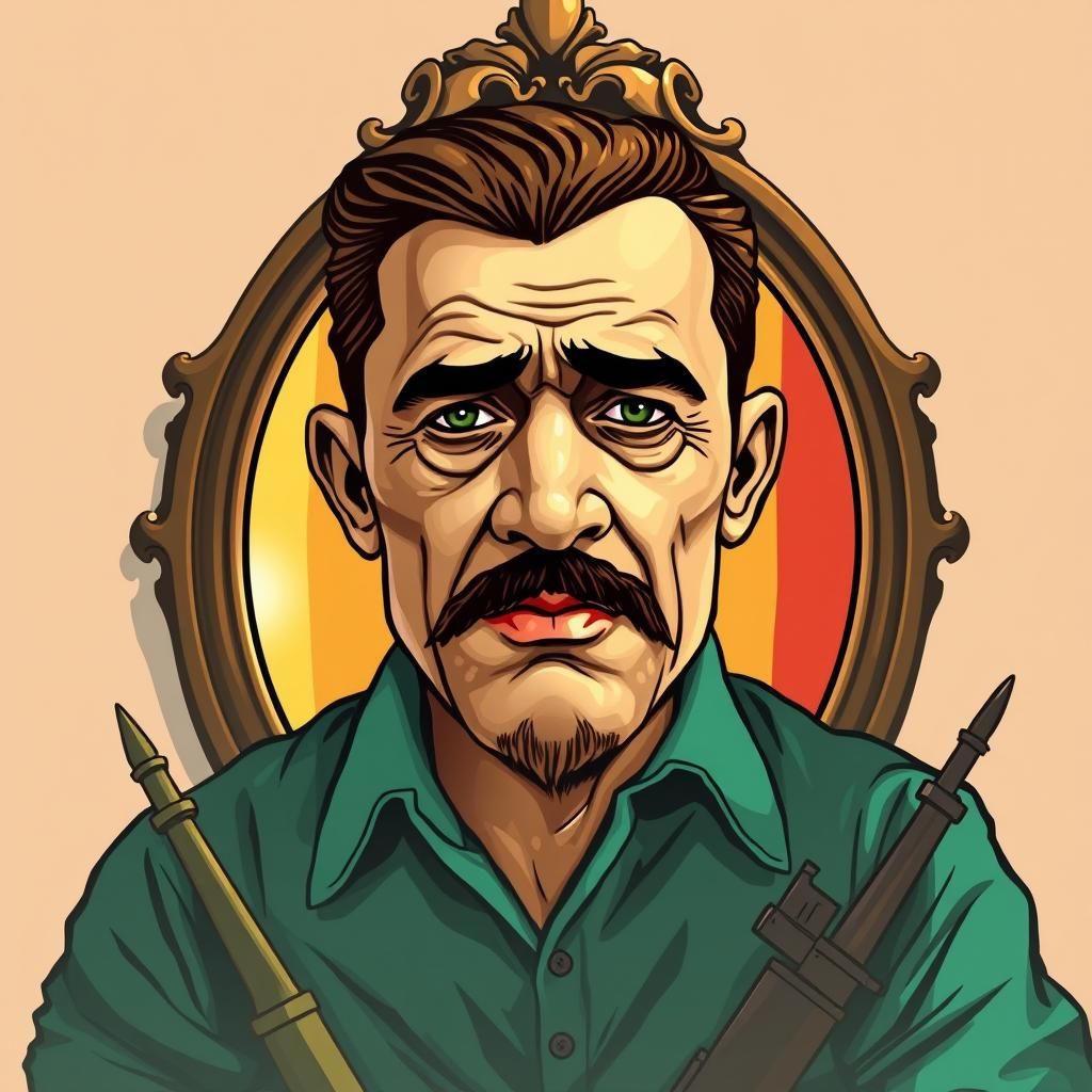 Mexican Revolutionary Reflected in Antique Mirror