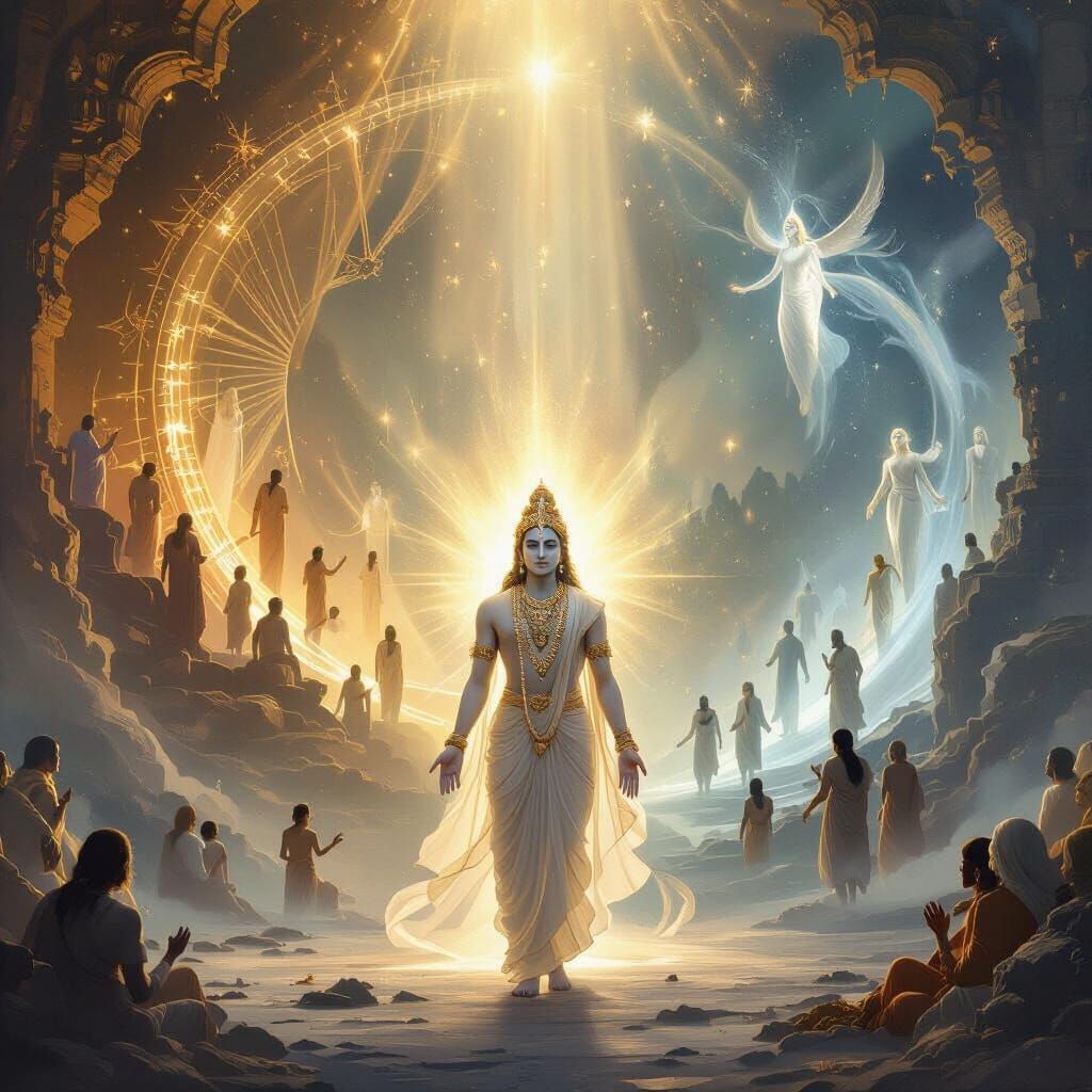 Satlok with Cycle of Life and Divine Figure