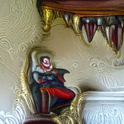 Vampire Clown in Victorian Room: Dark Art