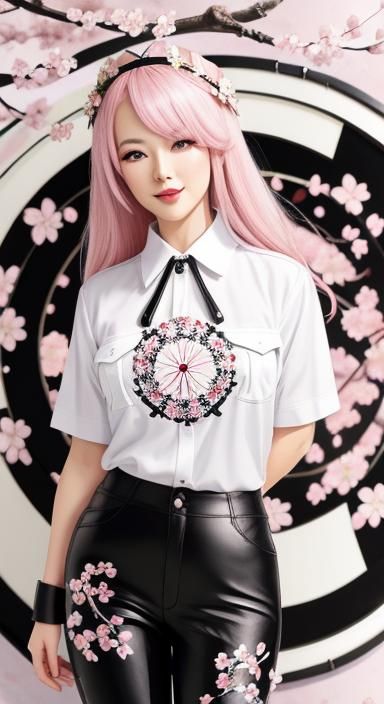Fantasy Lady in Cherry Blossom Kimono Illustration
