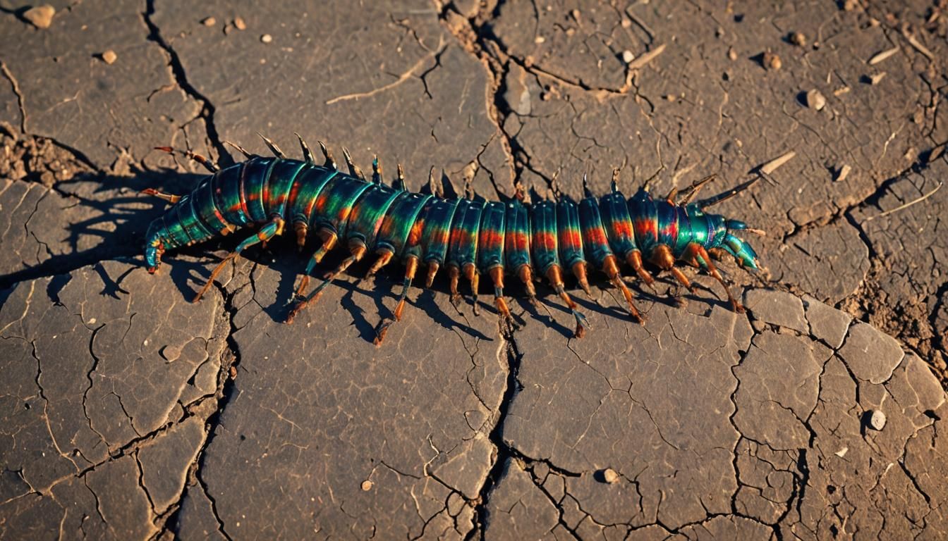 Centipede on Shoe in Macro Photography Style