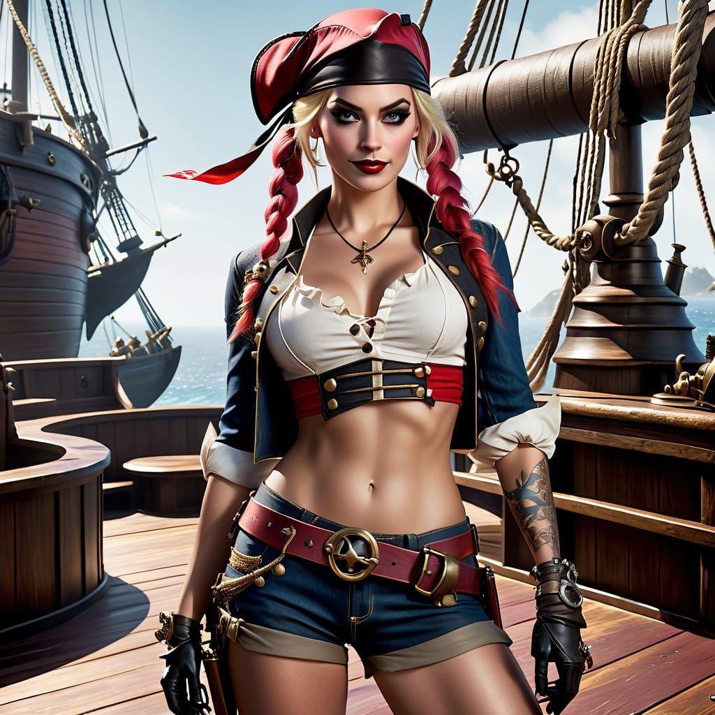 Swashbuckling Pirate Lass in Edgy, Cyberpunk Style