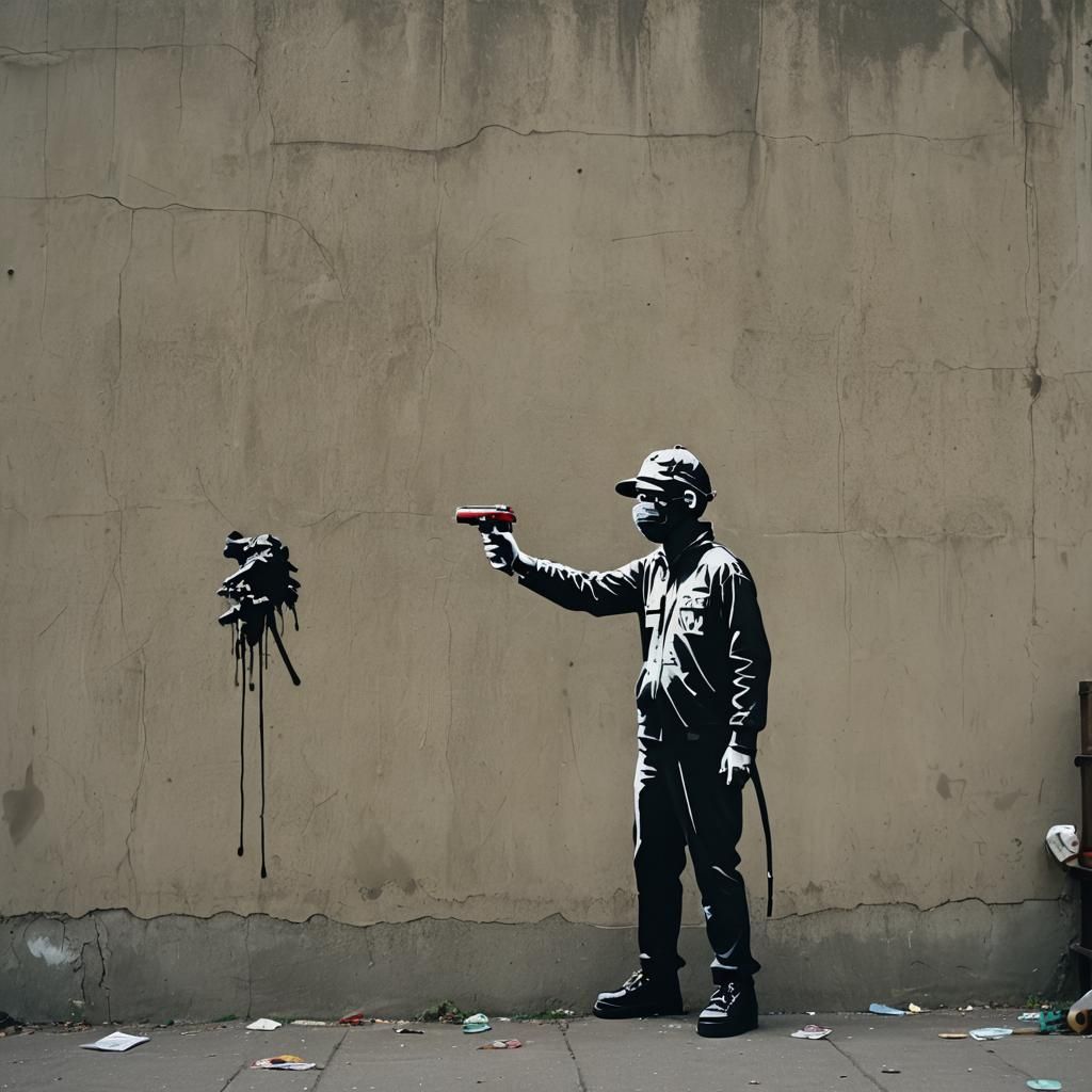 Banksy-Style Cinematic Street Art
