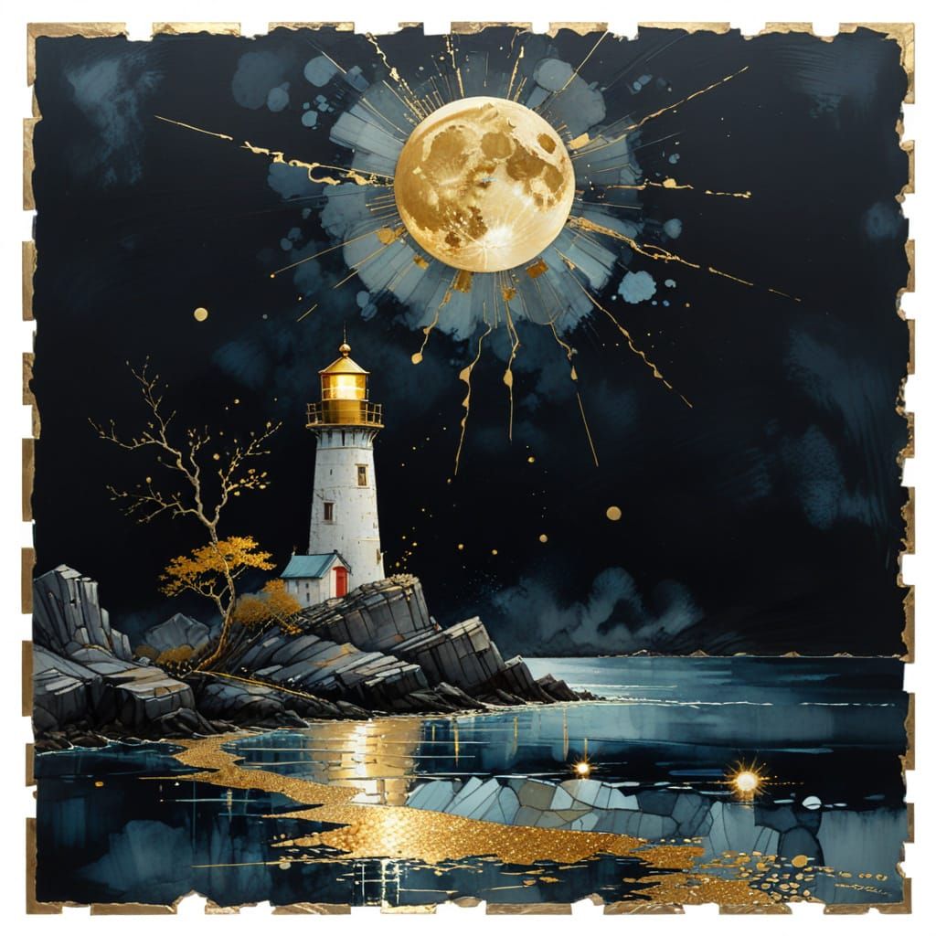 Kintsugi lighthouse painting