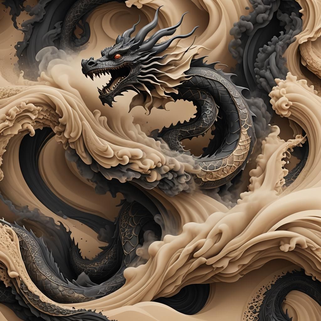 Sand Dragon Formed From Smoke and Energy