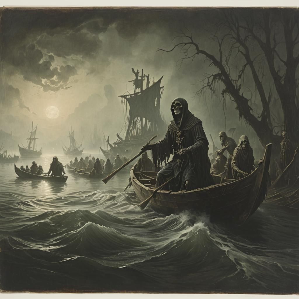 Charon Guiding Souls Across the River Styx