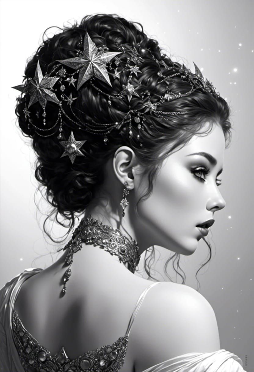 Fallen Star: Red-Haired Goddess in Rococo Style