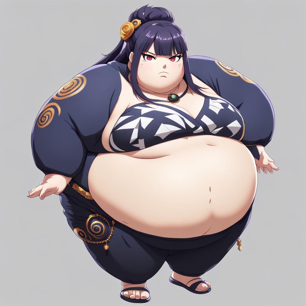 Obese Hinata Hyuga in Gothic Anime Style