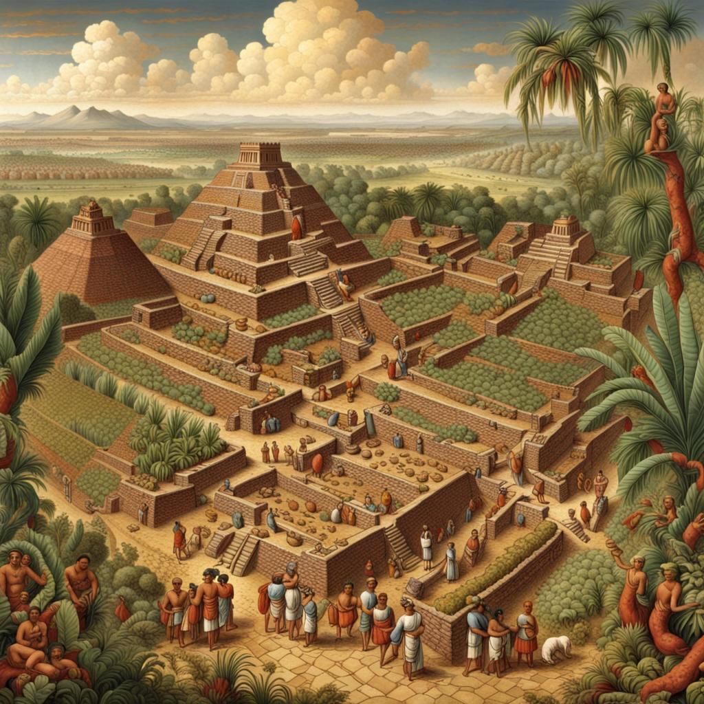 Aztec Agriculture in Enlightenment Era: Detailed Image