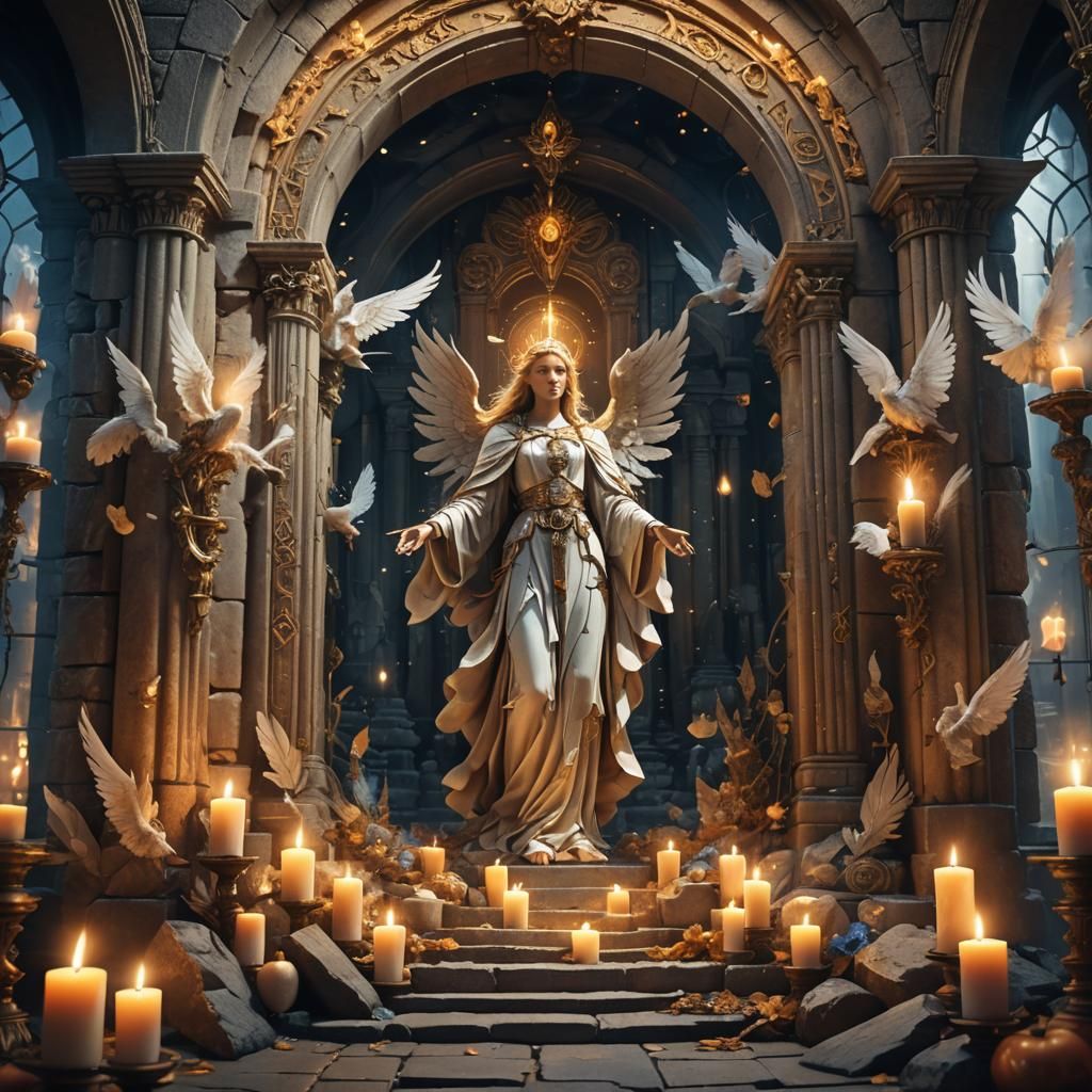 Angelic Figure at Threshold of Mystical Realm