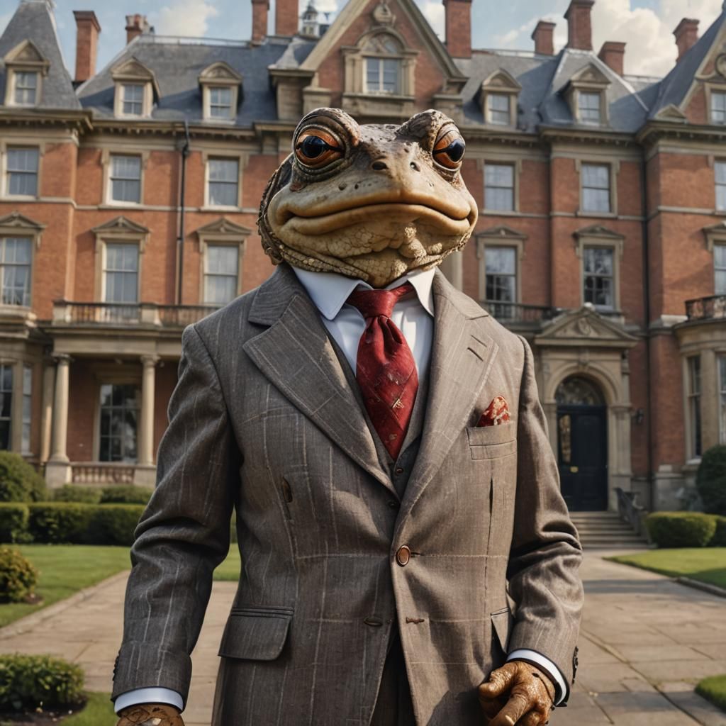 Toad in Check Suit at English Mansion