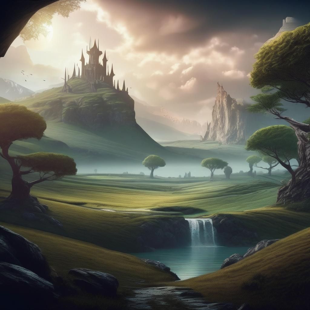 Cinematic Fantasy Landscape Illustration