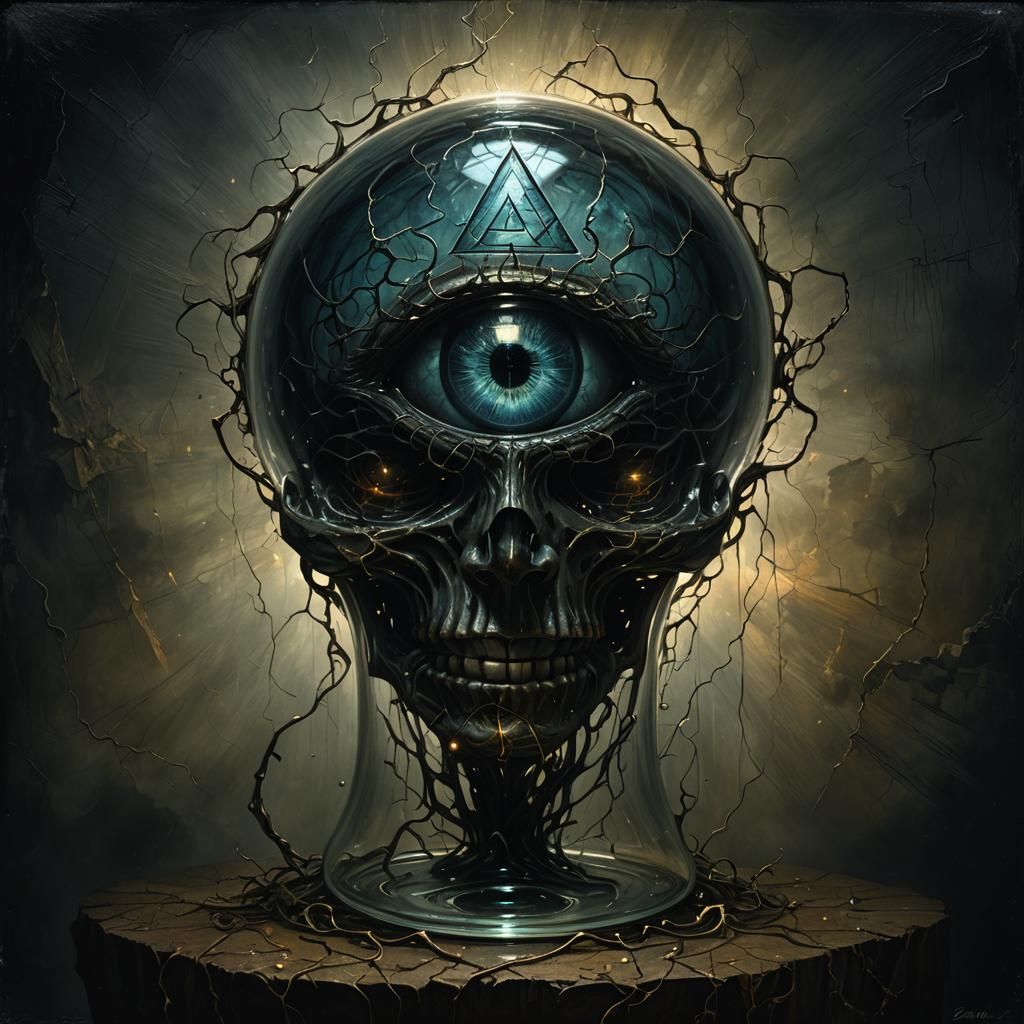 Ominous Eye in Glass: Dark Fantasy Illustration