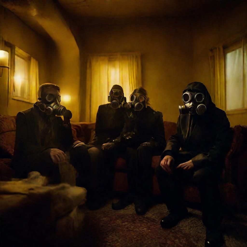 Dystopian Surrealism: Family in Gas Masks