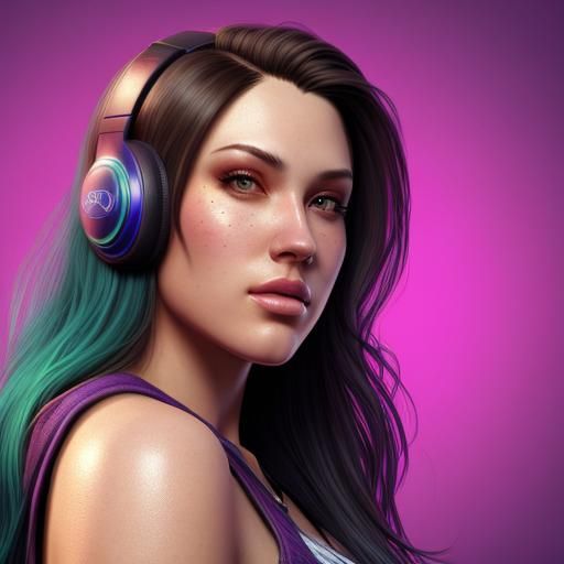 Hyperrealistic College Girl Portrait in Splash Art Style