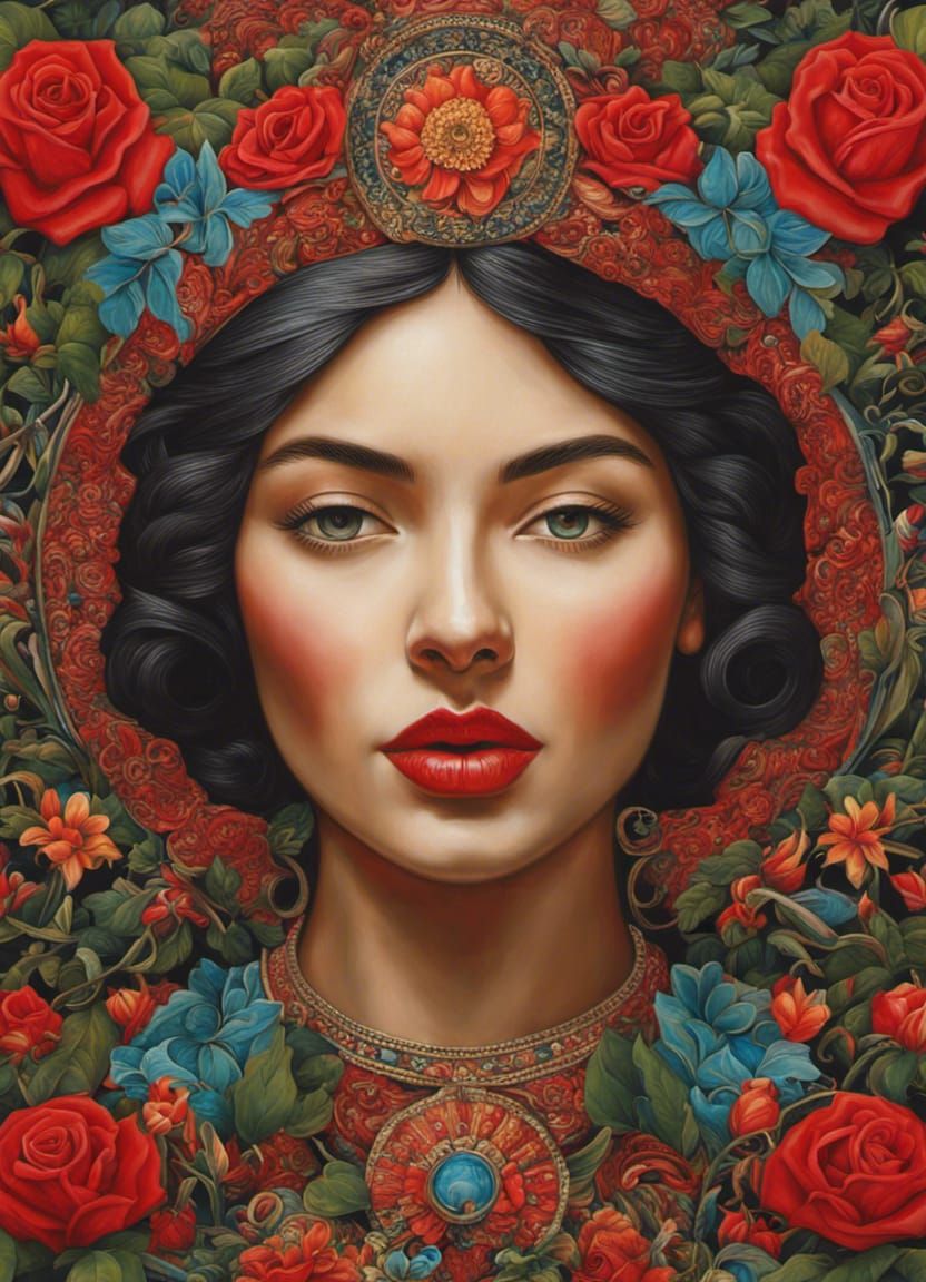 Woman with Rose: Expressionist Portrait