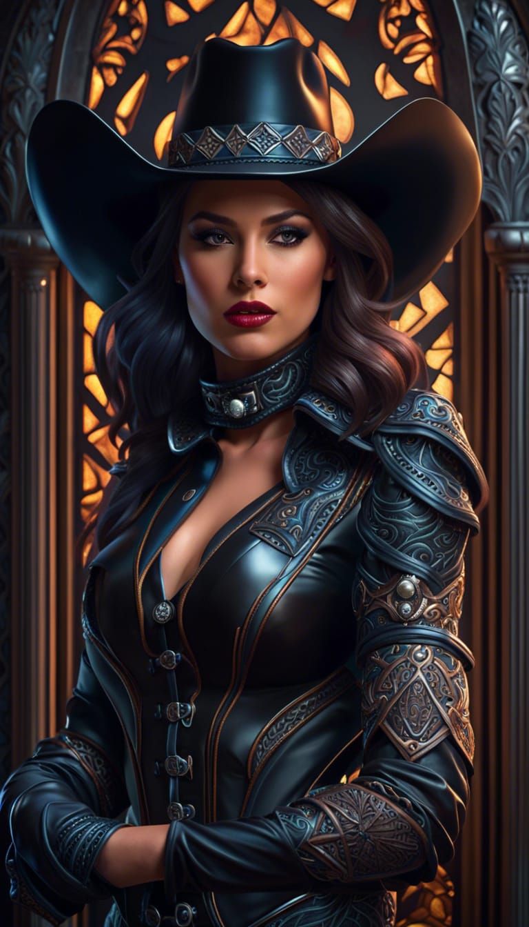 Cowgirl in Latex: Hyperdetailed Unreal Engine Portrait