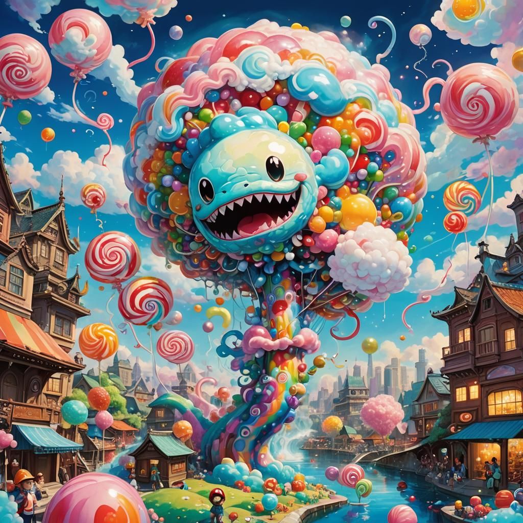 Underwater Leviathan Protects Lollipop, Fantasy Art