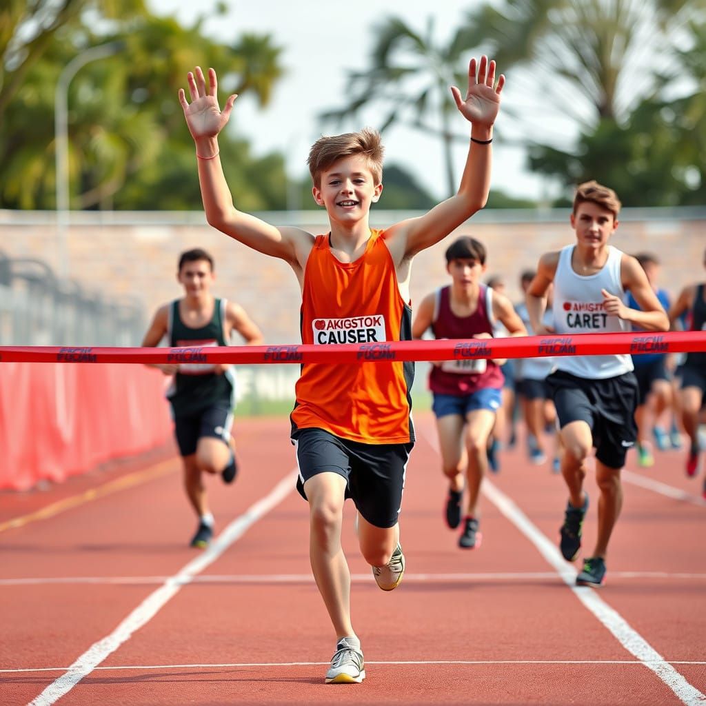 Young Sprinter Wins Track Meet in Thrilling Finish