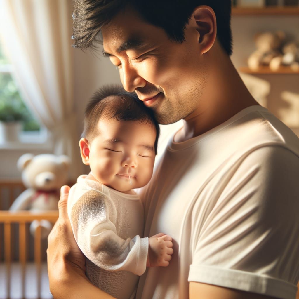 Father and Baby in Peaceful Embrace