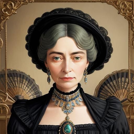 Victorian Lady with Fan Portrait