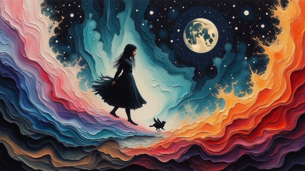 Surreal Spiral Fall in Liquid Starscape