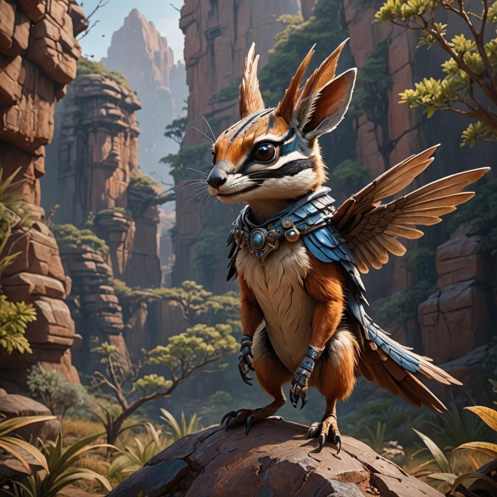 Winged Numbat in Detailed Matte Painting Style